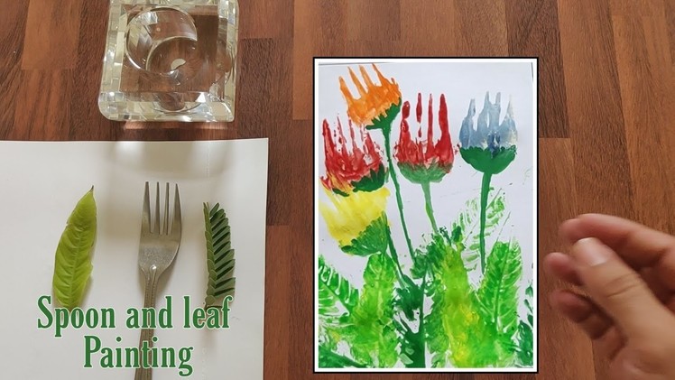 Leaf and spoon Painting | Art and craft ideas | #spoonpainting #leafpainting #forkPainting