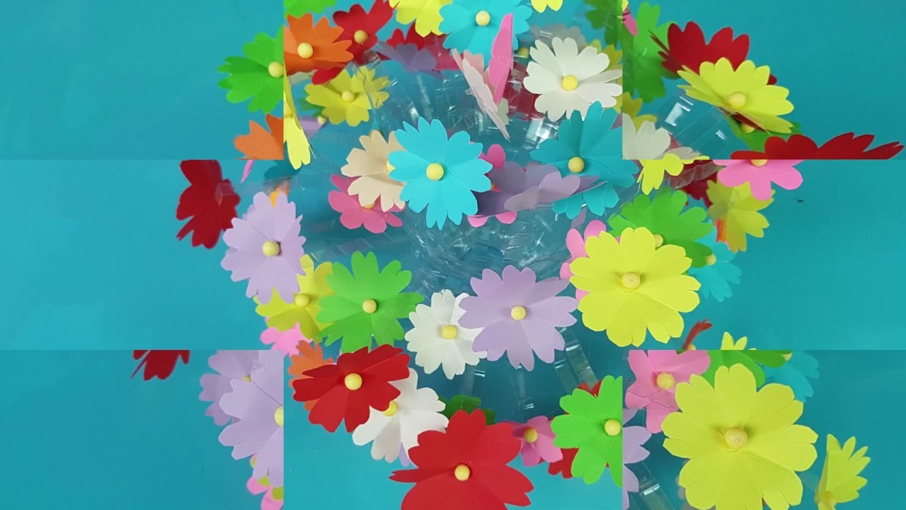 Make Beautiful flower | Empty plastic bottle vase making crafts || Make Wonderful flower with paper