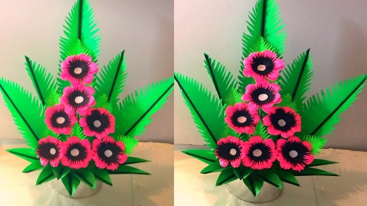 Making paper flower bouquet - paper flower bouquet craft - home decor ideas