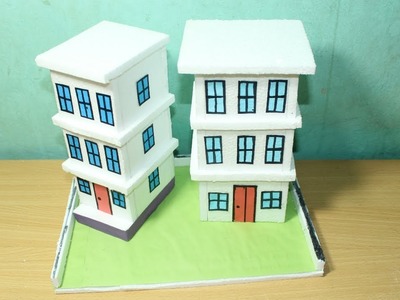 THERMOCOL SE GHAR BANANE KA TARIKA | DIY HOW TO MAKE THERMOCOL HOUSE FOR SCHOOL PROJECT