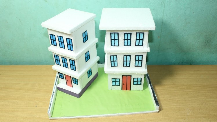 THERMOCOL SE GHAR BANANE KA TARIKA | DIY HOW TO MAKE THERMOCOL HOUSE FOR SCHOOL PROJECT