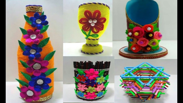 Top 5 Flower Vase Making Idea - Five Beautiful Flower Vase Making - DIY Making Flower vase