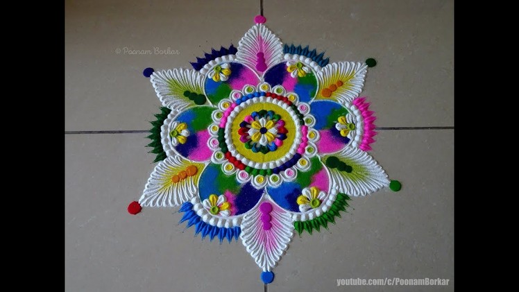 Very easy and colorful rangoli for festivals | Easy rangoli designs by Poonam Borkar