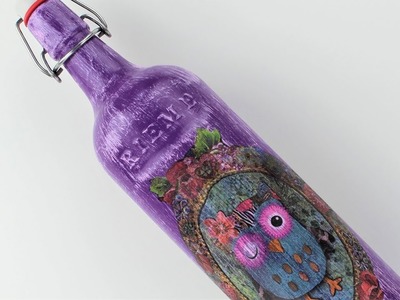 Decoupage bottle - Painted bottle - Decoupage tutorial - DIY painted glass - Decoupage for beginners