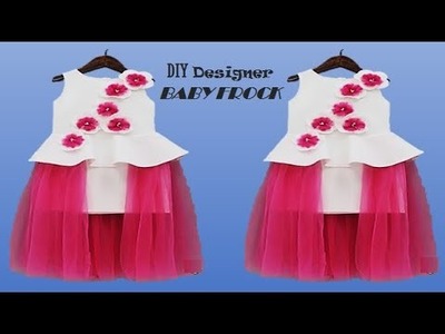 DIY Designer net baby frock cutting and stitching Full Tutorial