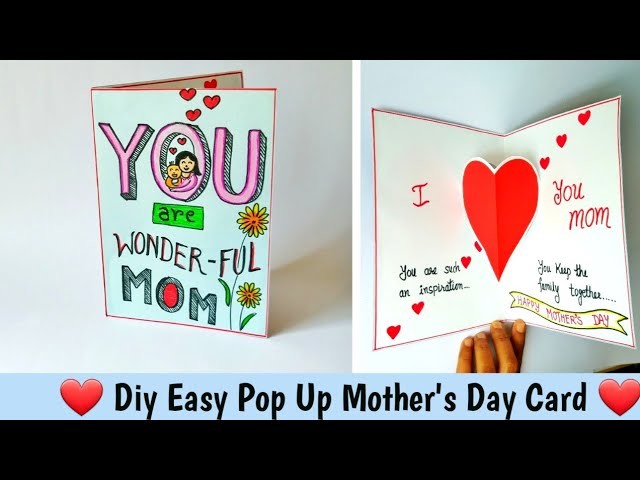 Diy Easy Mother's Day Card Tutorial. How to make Pop up Handmade Mother's day card #Kidscraft