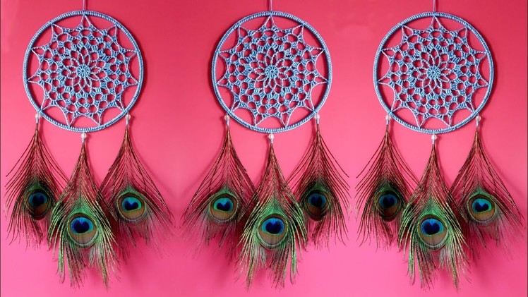 DIY Super Easy Way to Make Dreamcatcher Using Peacock Feathers | Slow tutorial