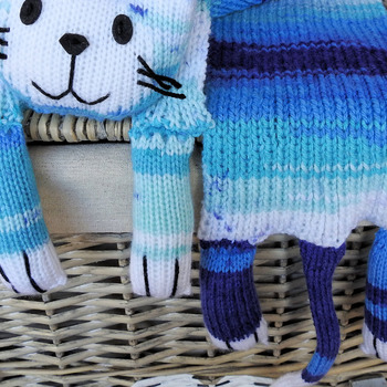 Handmade Child's Knitted Blue Cat Scarf - Free Shipping