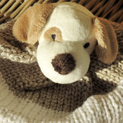 Handmade Child's Knitted Fawn And White Puppy Hat - Free Shipping
