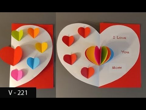 How to Make Mothers Day Pop UP Card. Fathers Day Cards Making. DIY Birthday Paper Crafts