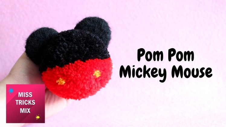 Pom Pom Mickey Mouse Keychain DIY Tutorial.