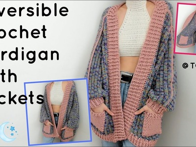 Reversible Crochet Cardigan With Pockets | Tutorial DIY
