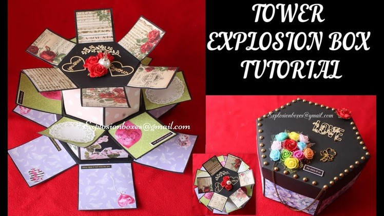 TUTORIAL - Hexagon Tower Explosion Box |Exploding Box|Paper Crafts|DIY|EXPLOSION BOXES