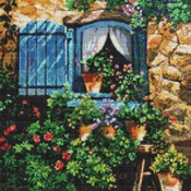 Blue Shutter Cross Stitch Pattern