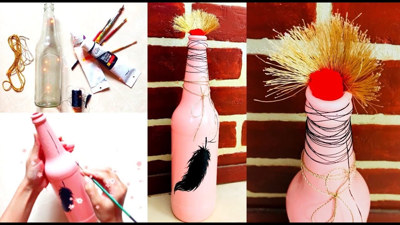 Bottle art | diy bottle decorating ideas | wine bottle craft ideas | best out of waste