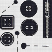 Buttons And Zip Cross Stitch Pattern