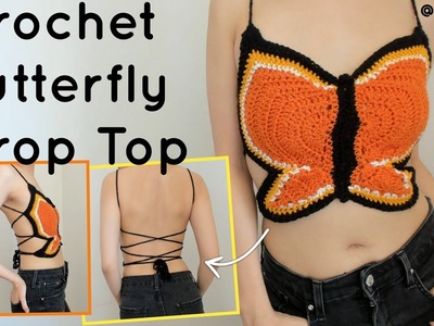 Crochet Butterfly Crop Top | Tutorial DIY