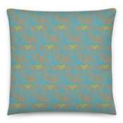 Cushion - 18 inch BLUE AMBER Cushion cover with Insert. Original Print Fabric by Livz Design.