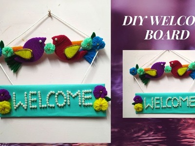 DIY Bird hanging welcome board|latest wall hanging board|craft out of waste cardboard and paper