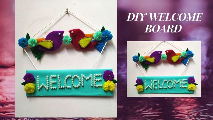 DIY Bird hanging welcome board|latest wall hanging board|craft out of waste cardboard and paper
