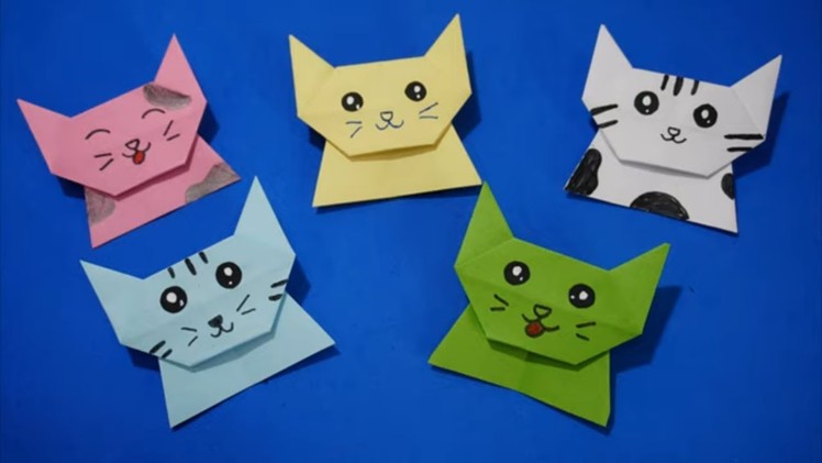 Diy easy Origami Cat craft ideas for kids