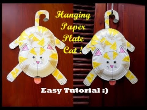 DIY Hanging Paper Plate Cat !! Paper Plate Cat Making ~~ Easy Tutorial. Instructions