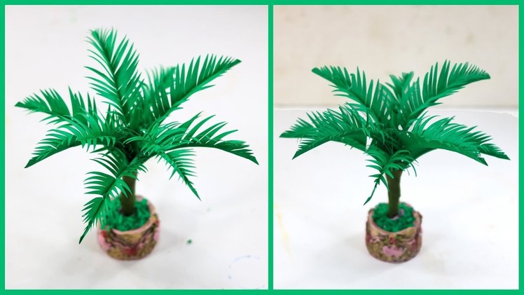 DIY - How to Make a Coconut Tree for Room Decoration_Amazing Craft ideas with Color Paper