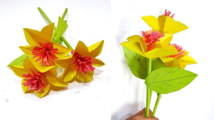 DIY- How to make Beautiful Paper Stick Flower | paper flower | stick flower | 2019
