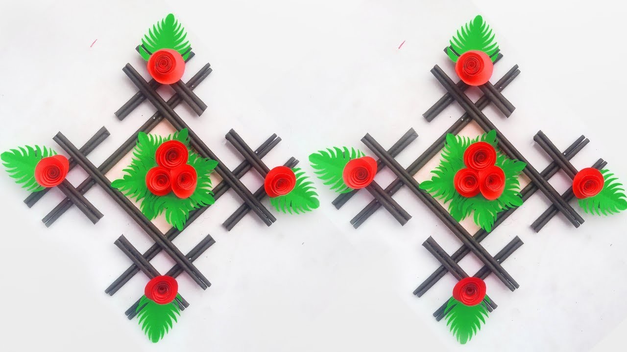 DIY New Model Wall craft With paper stick # Smart Idea decorating wall 2019