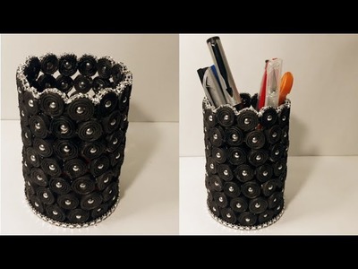 DIY Recycling Art and Craft Ideas!! How to make pen stand with newspaper || Paper pen holder