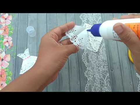 Doily paper dress || DIY easy craft || For Scrapbook | Cards || How to make paper dress