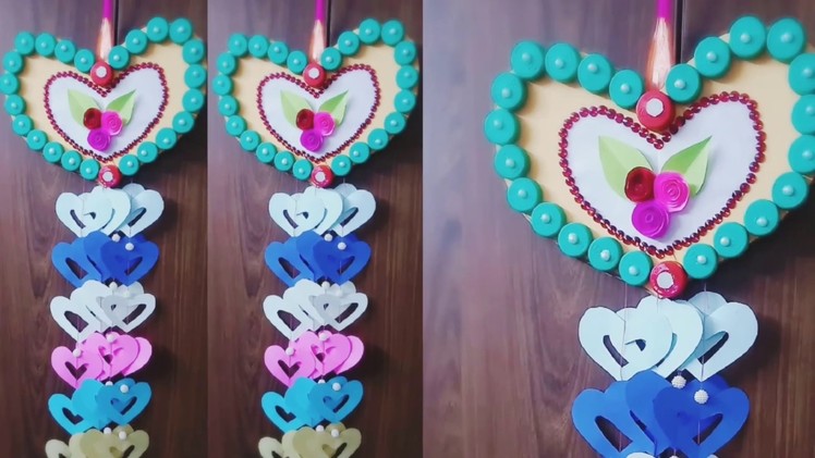 Easy way to make wall hanging.  bottle caps idea craft || wall hanging