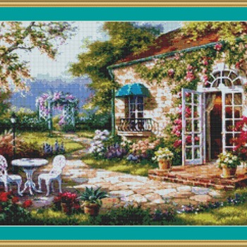 Garden Terrace Cross Stitch Pattern