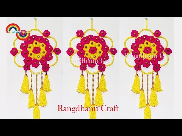 How To Make Beautiful Woolen Door.Wall Hanging With Bangles || Woolen Craft idea||Rangdhanu Craft