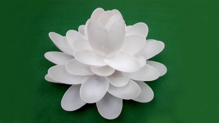 How to make lotus flower by using Plastic Spoon.Plastic Spoon Craft Idea.Best Out of Waste Ideas