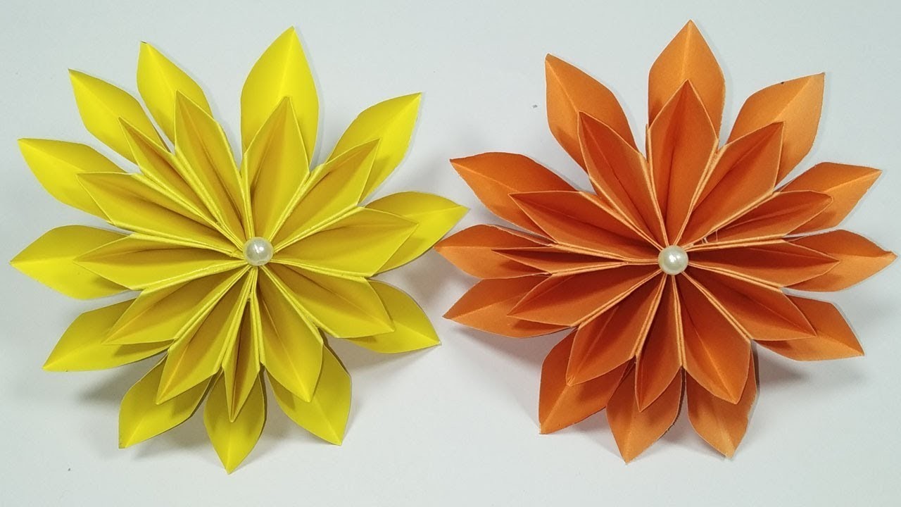 How to make paper dahlia flower, Diy origami