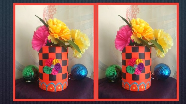 New flower wase craft idea | easy to make flower wase  from colour chart paper