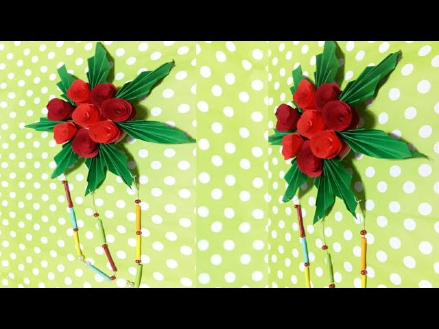 Paper Rose Wall Craft : Paper Flower Wall Hanging || DIY Paper Rose Flower Craft || Craft Idea