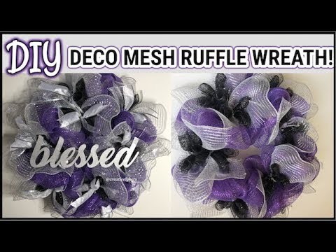 Purple and Silver Deco Mesh Wreath | RUFFLE METHOD | DIY FRONT DOOR WREATH | CREATIVELYHERS