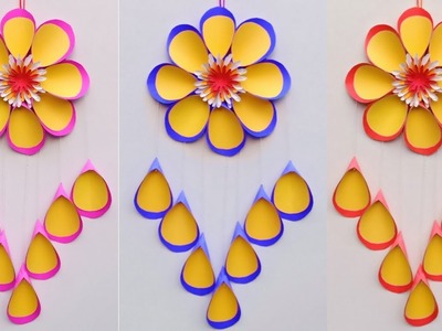 Wall hanging craft ideas.Simple and beautiful Paper flower wall hanging. Diy paper flower hanging