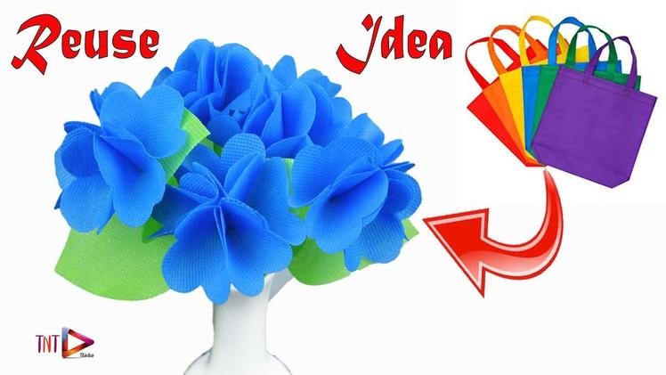 Waste shopping bag stick flower craft | Flower made by carry bags | Amazing flower making