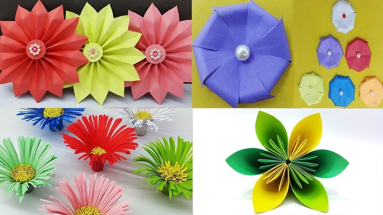 Best 4 Easy Paper Flowers Tutorial - DIY Paper Flower Design - YouTube