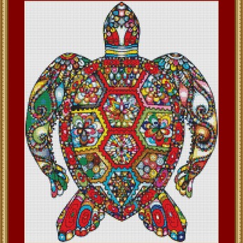 Colourful Sea Turtle Cross Stitch Pattern