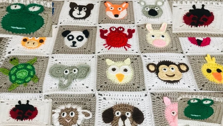 Crochet Animal blanket. Crochet frog.crochet ladybird.ladybug.Part:3