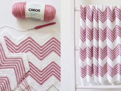 Crochet Front Loop Chevron Blanket