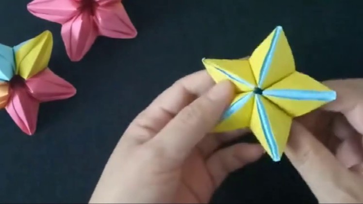 DIY 3D Paper Star Flower Origami Flowers with Kids for fun Easy and Simple Step by Step Tutorial