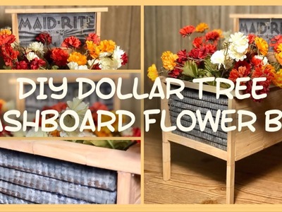 DIY Dollar Tree Washboard Flower Bed - OutDoor Porch Decor - All Seasons - Farmhouse Rustic Decor
