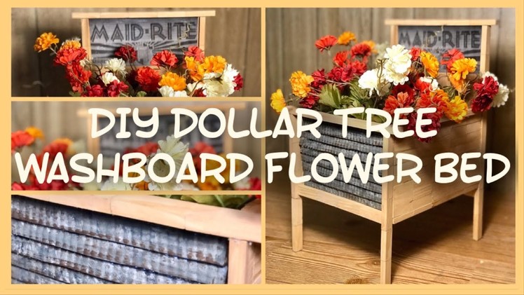 DIY Dollar Tree Washboard Flower Bed - OutDoor Porch Decor - All Seasons - Farmhouse Rustic Decor