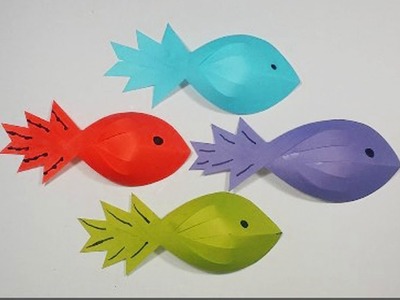 DIY : How to make Paper Fish For Kids || Kids Crafts Idea. . Very Easy Tutorial.