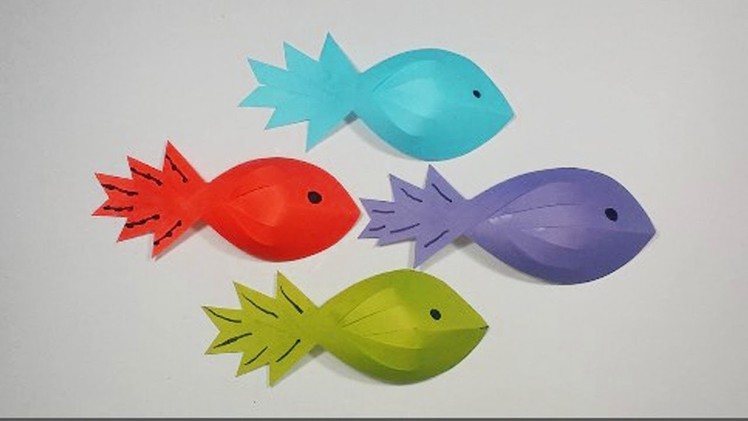 DIY : How to make Paper Fish For Kids || Kids Crafts Idea. . Very Easy Tutorial.